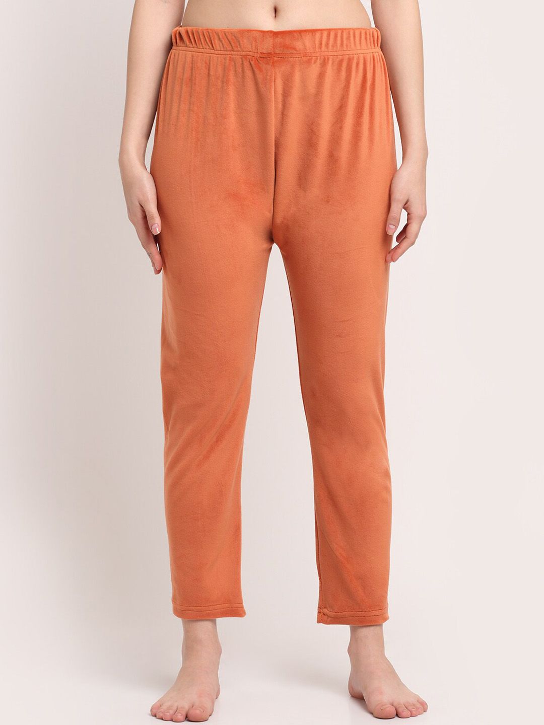TAG 7 Women Orange Solid Lounge Pants Price in India