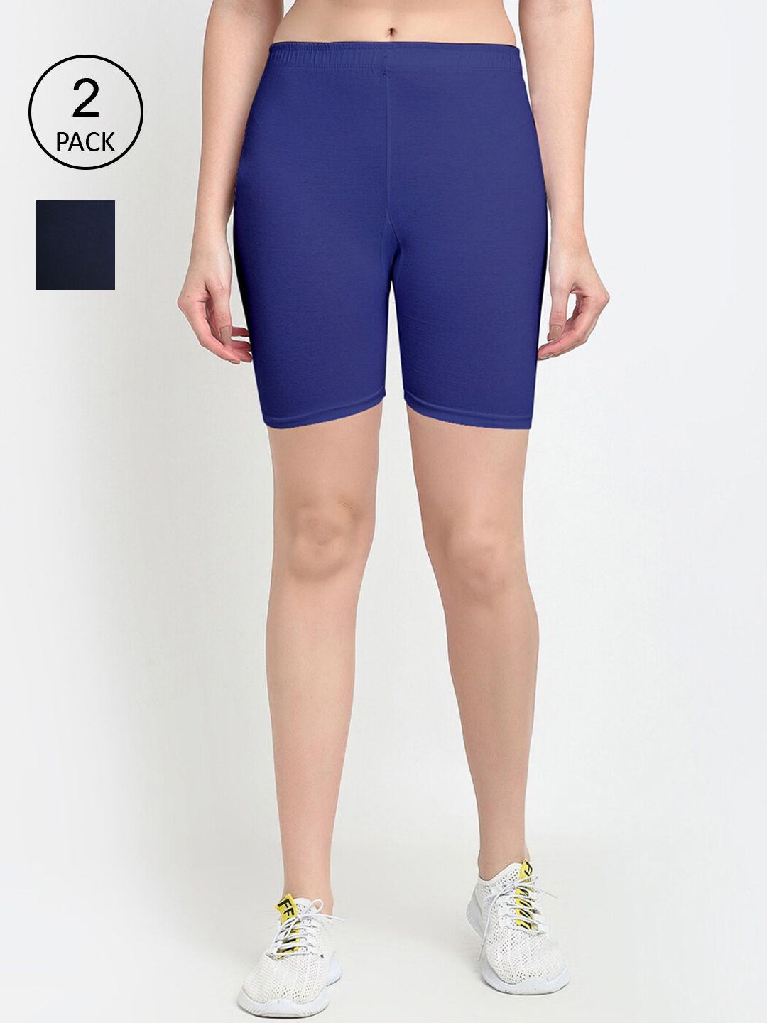 GRACIT Women Blue Pack of 2 Biker Shorts Price in India
