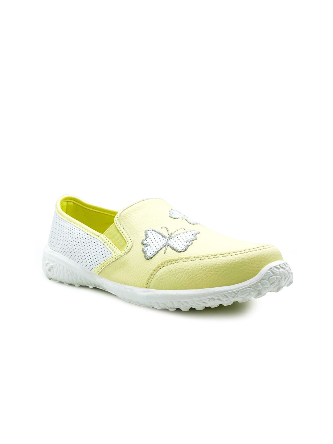 KazarMax Women Yellow PU Butterfly Slip-On Sneakers Price in India