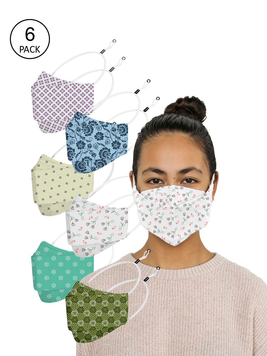 PRIVIU Pack of 6 Printed Pure Cotton Fusion PRO FFP2 Protective Face Mask Price in India