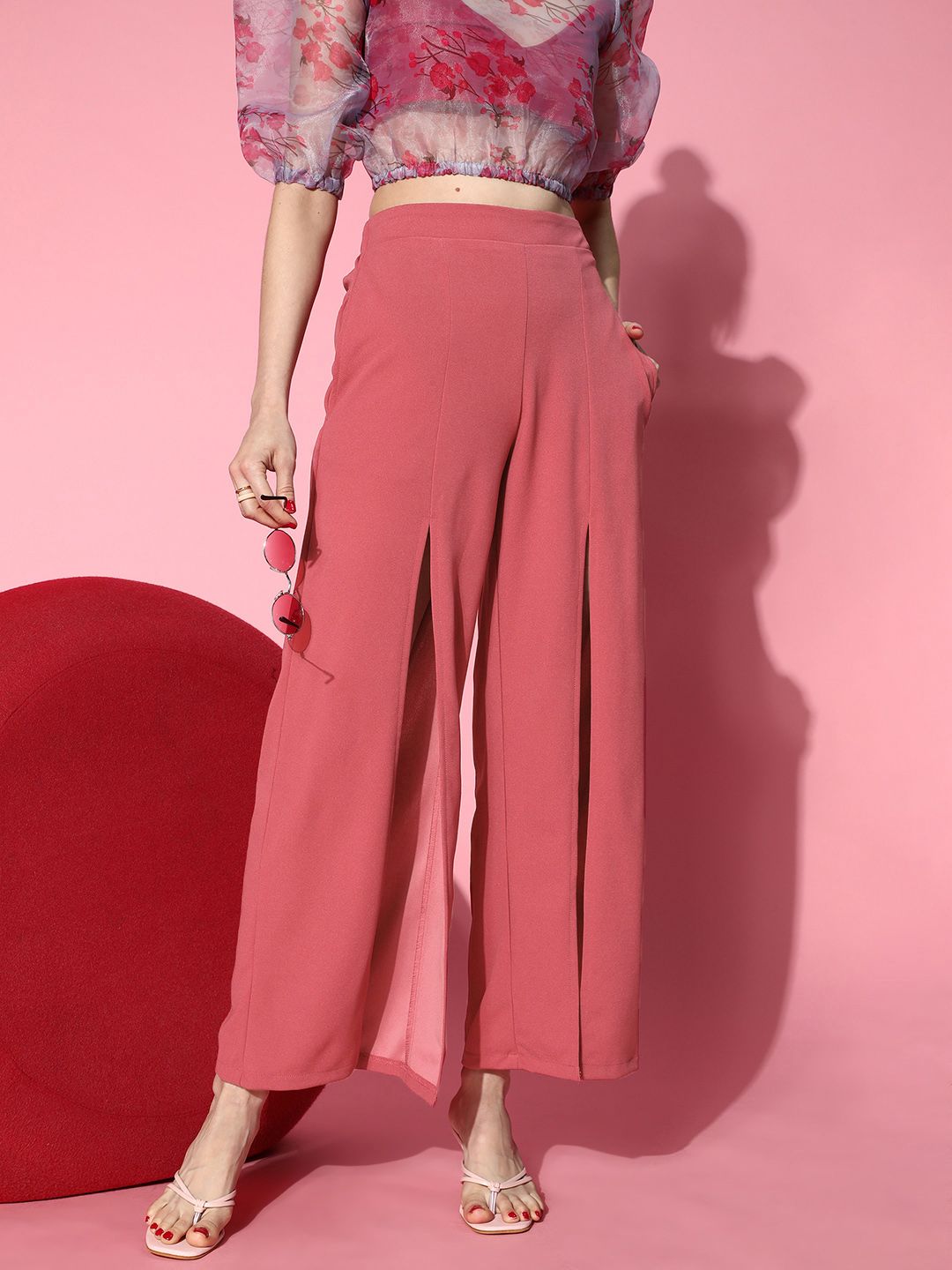 Athena Women Rose Solid Flared Trousers Price in India