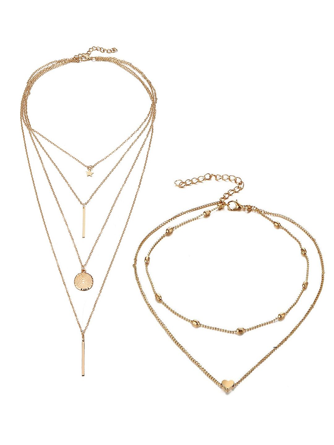 Vembley Pack of 2 Gold-Plated Layered Necklace Price in India