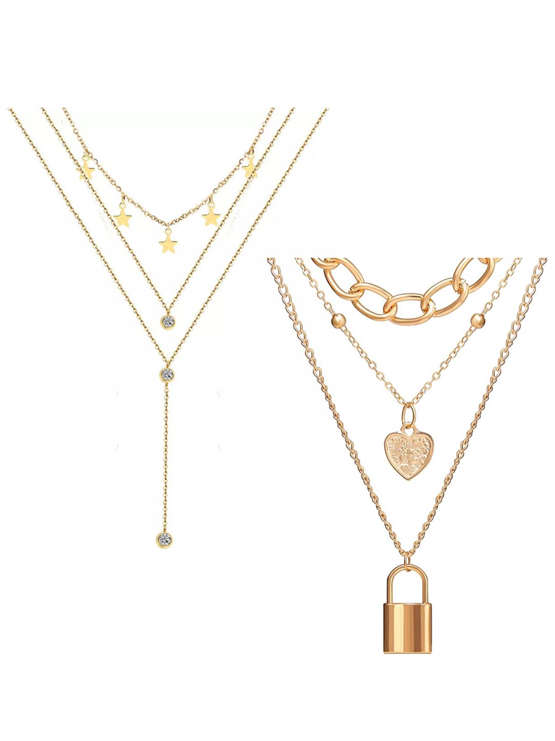 Vembley Set of 2 Gold-Plated & White Layered Necklace Price in India