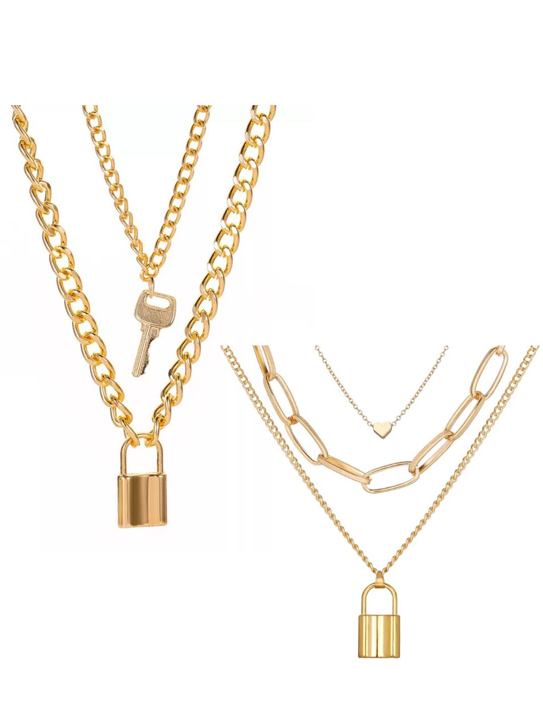 Vembley Set of 2 Gold-Plated Layered Necklaces Price in India