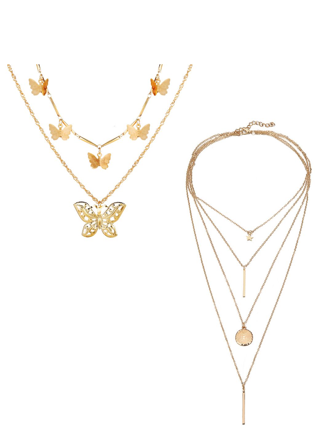 Vembley Set Of 2 Gold-Toned Gold-Plated Layered Necklace Price in India