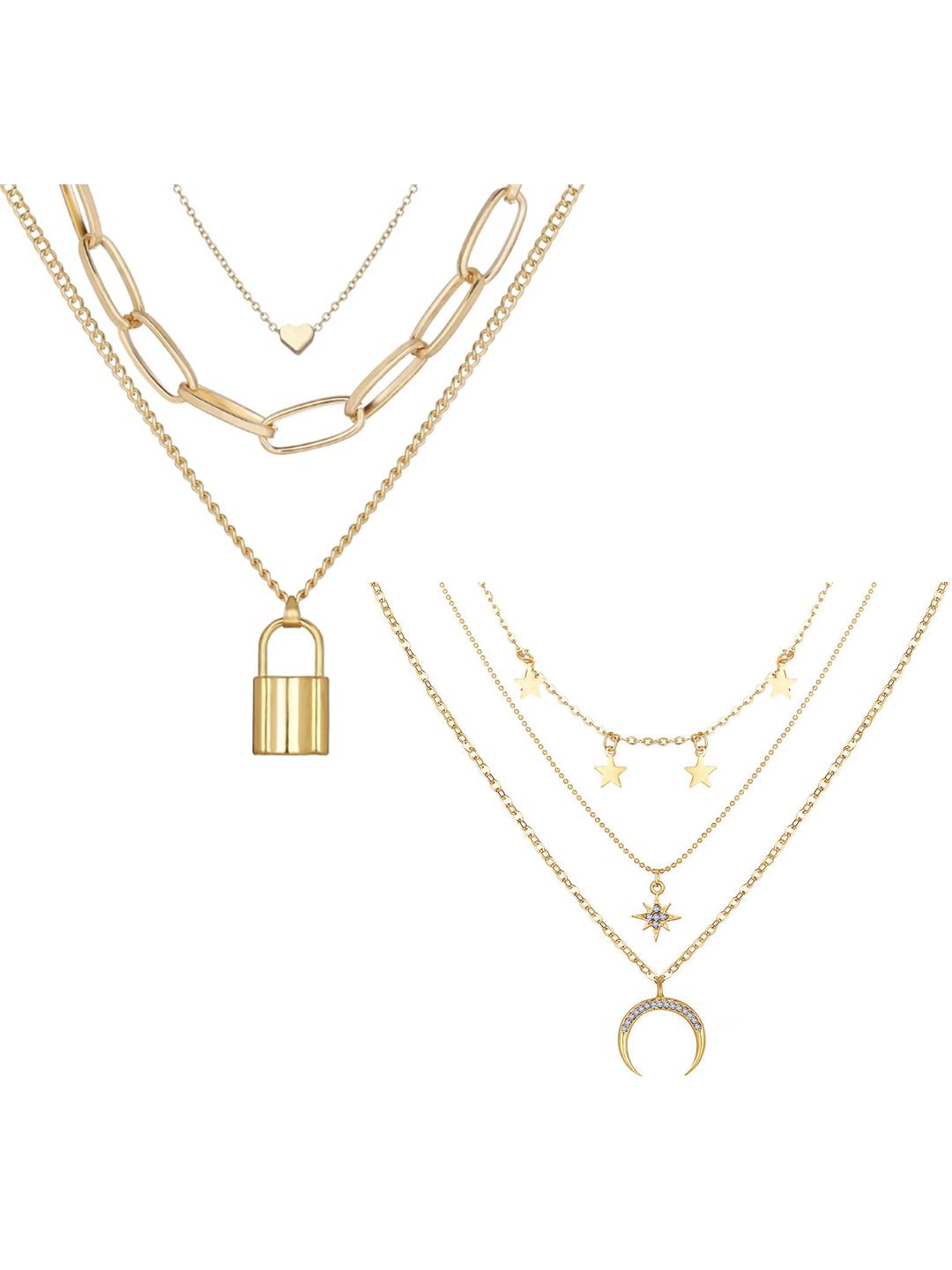 Vembley Set of 2 Gold-Plated Layered Necklace Price in India