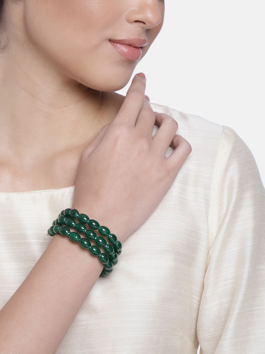 I Jewels Women Green Gold-Plated Multistrand Bracelet Price in India