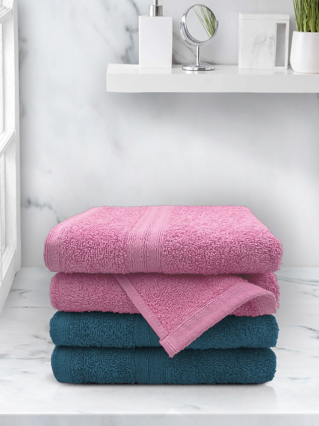 Aura Set Of 4 Solid 500 GSM Cotton Hand Towels Price in India