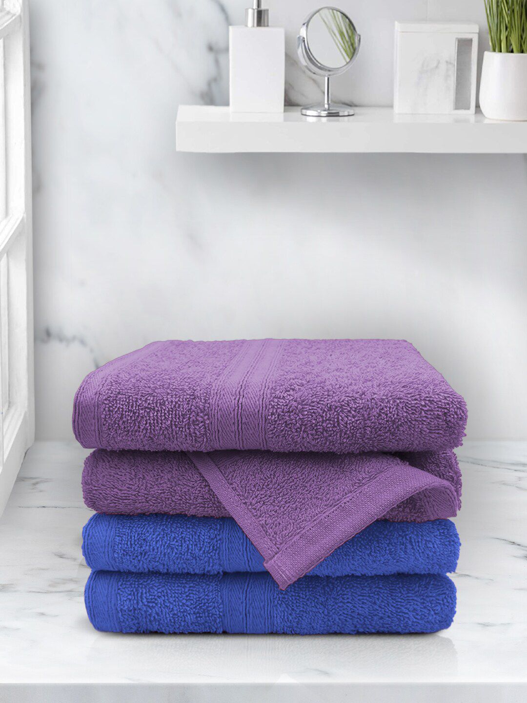 Aura Set Of 4 Solid 500 GSM Cotton Hand Towels Price in India