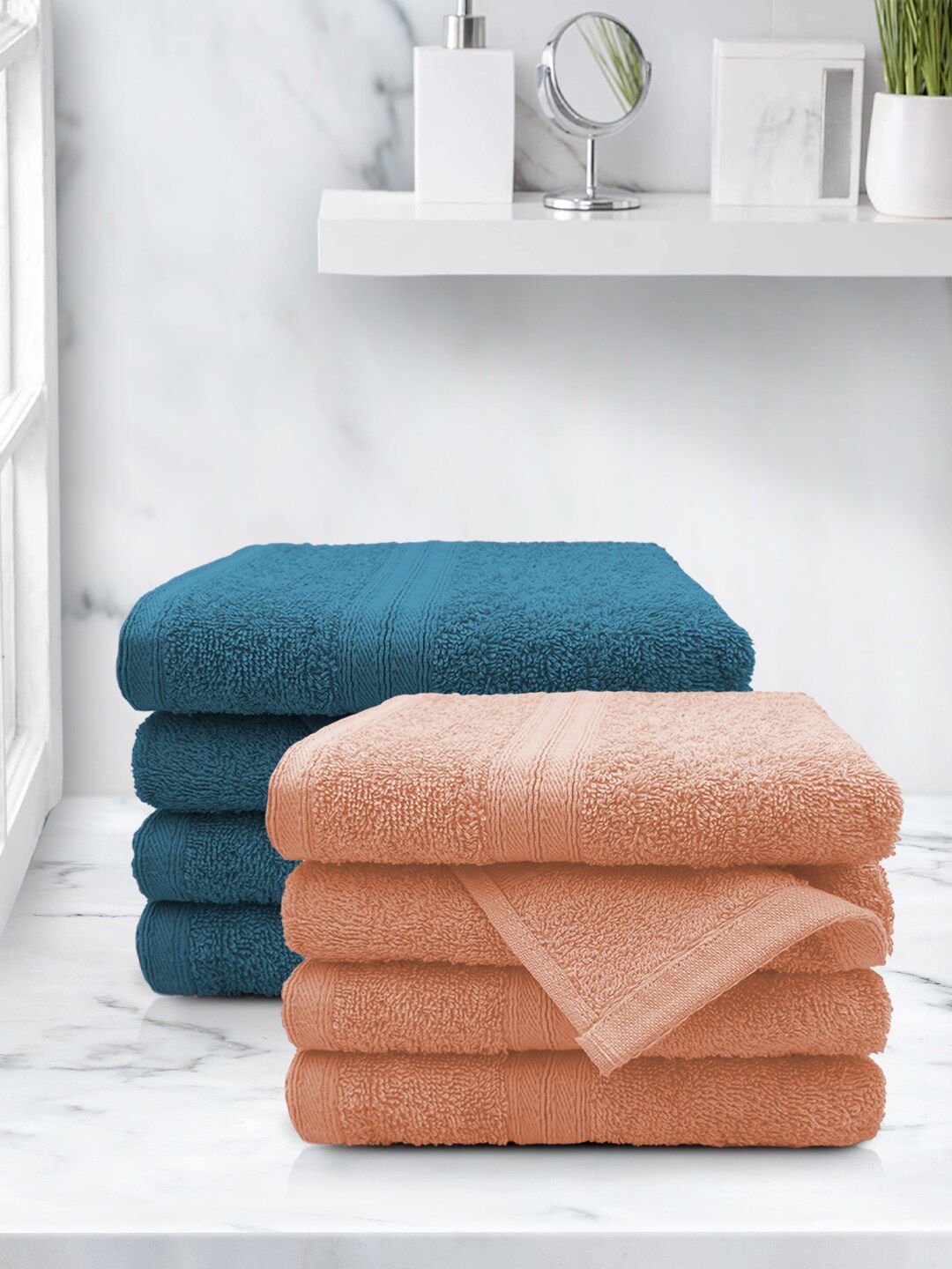 Aura Pack Of 8 Solid 500 GSM Pure Cotton Hand Towels Price in India