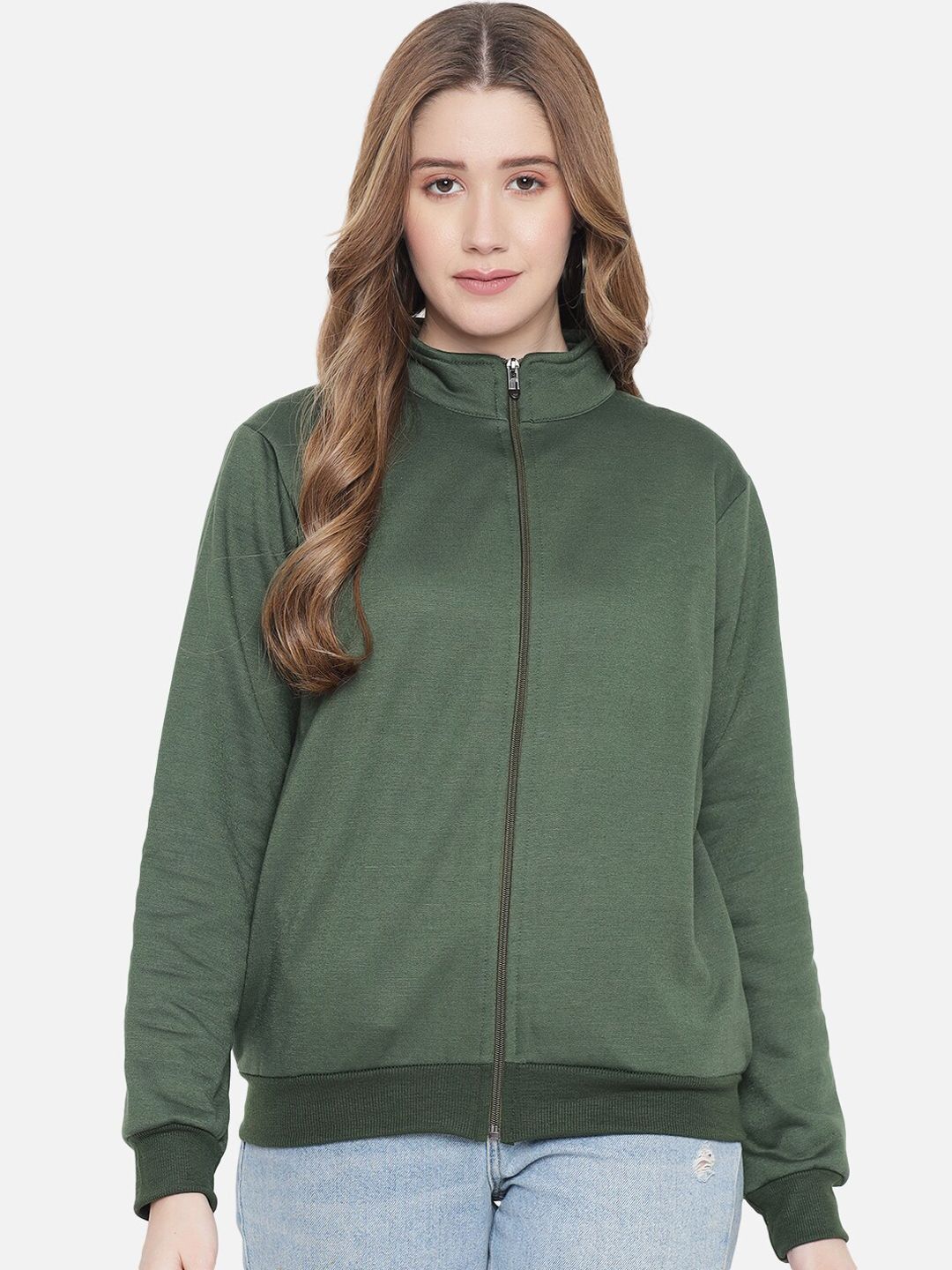 The Vanca Women Green Fleece Longline Bomber Jacket Price in India