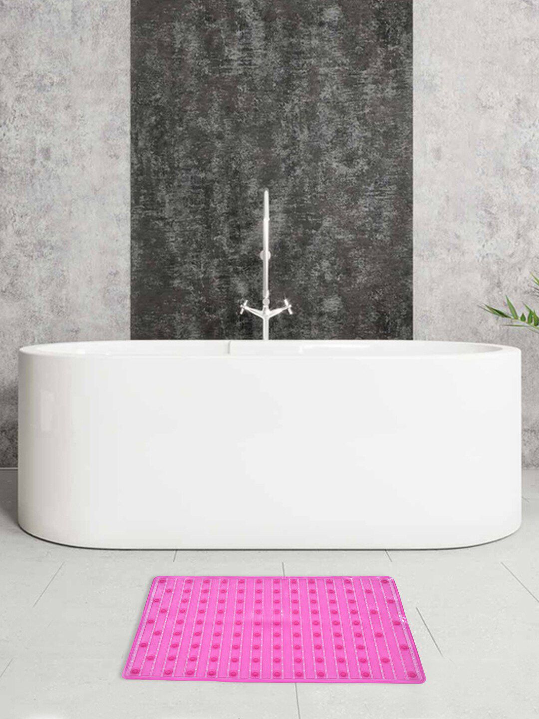 Clasiko Pink Self-Design Anti-Slip Bathroom Mat Price in India