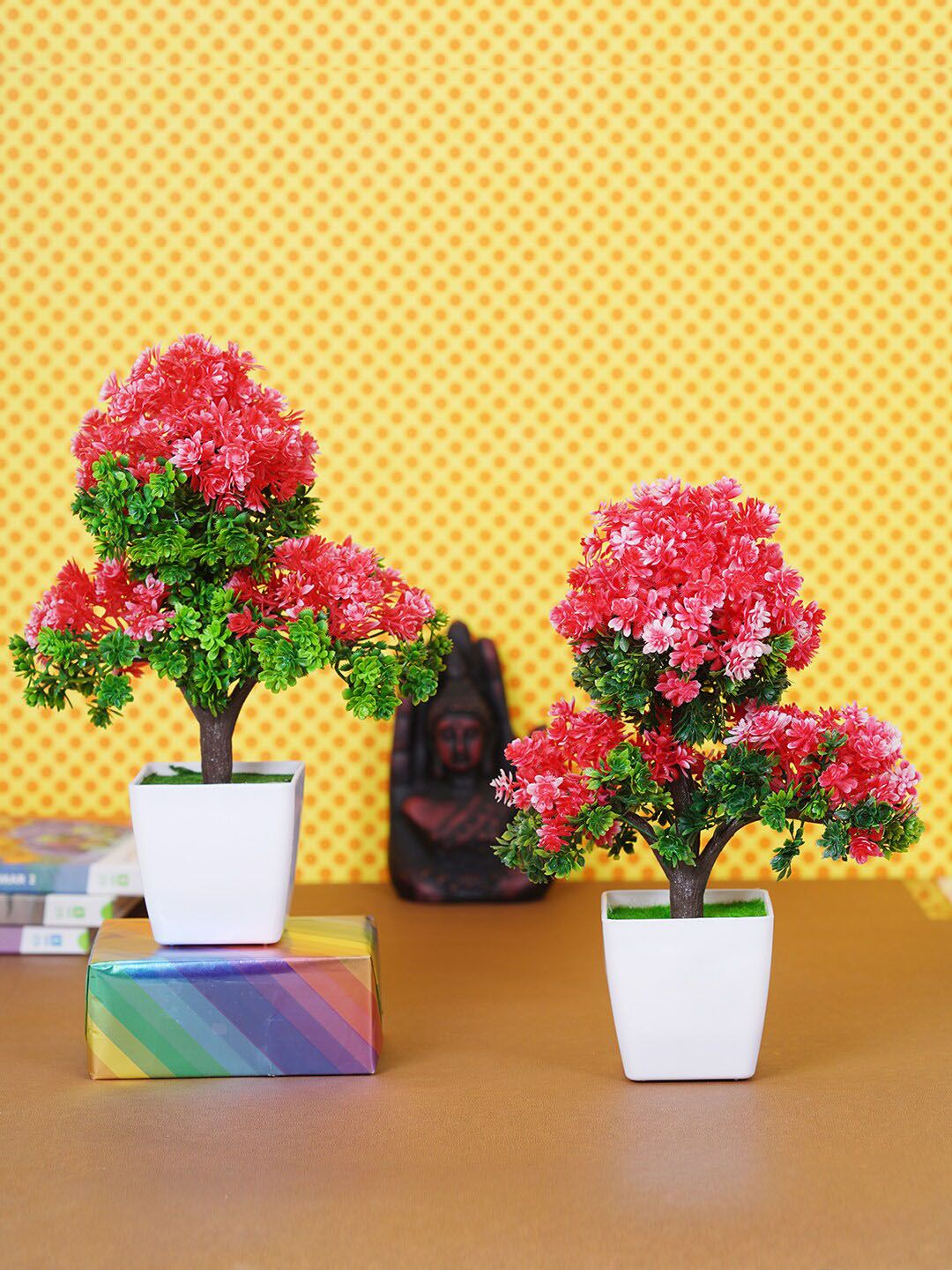 Dekorly Red & Green Pack of 2 Artificial Flower & Plant With Pot Price in India