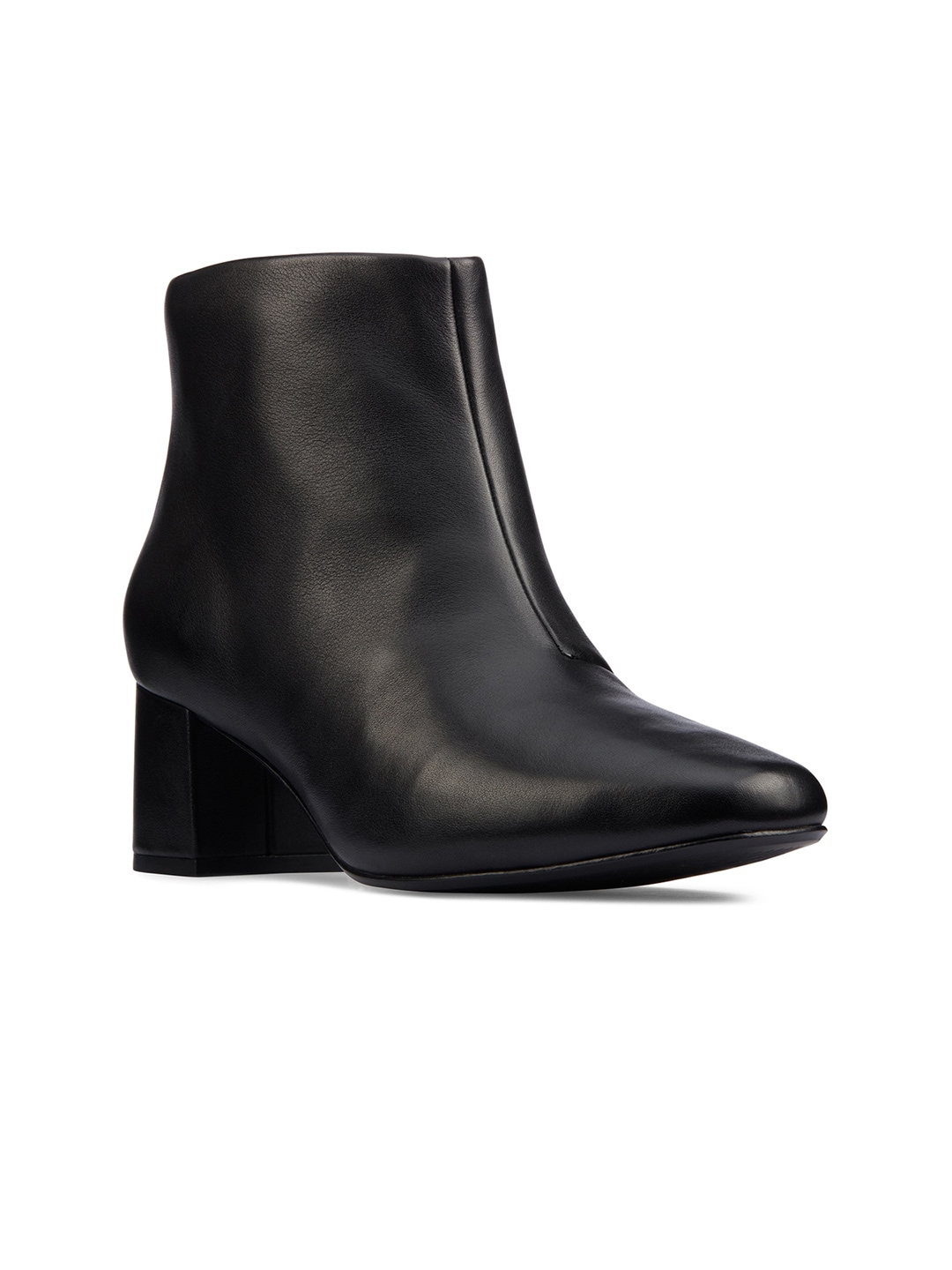 Clarks Black Leather Block Heeled Boots Price in India