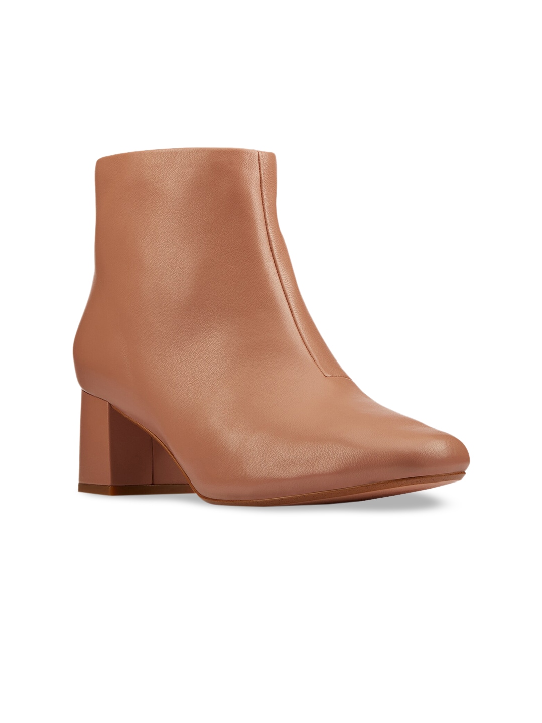 Clarks Brown Leather Block Heeled Boots Price in India