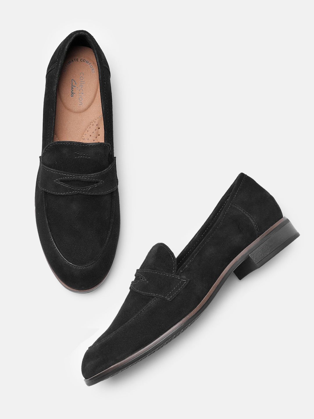 Clarks Women Black Suede Loafers Price in India