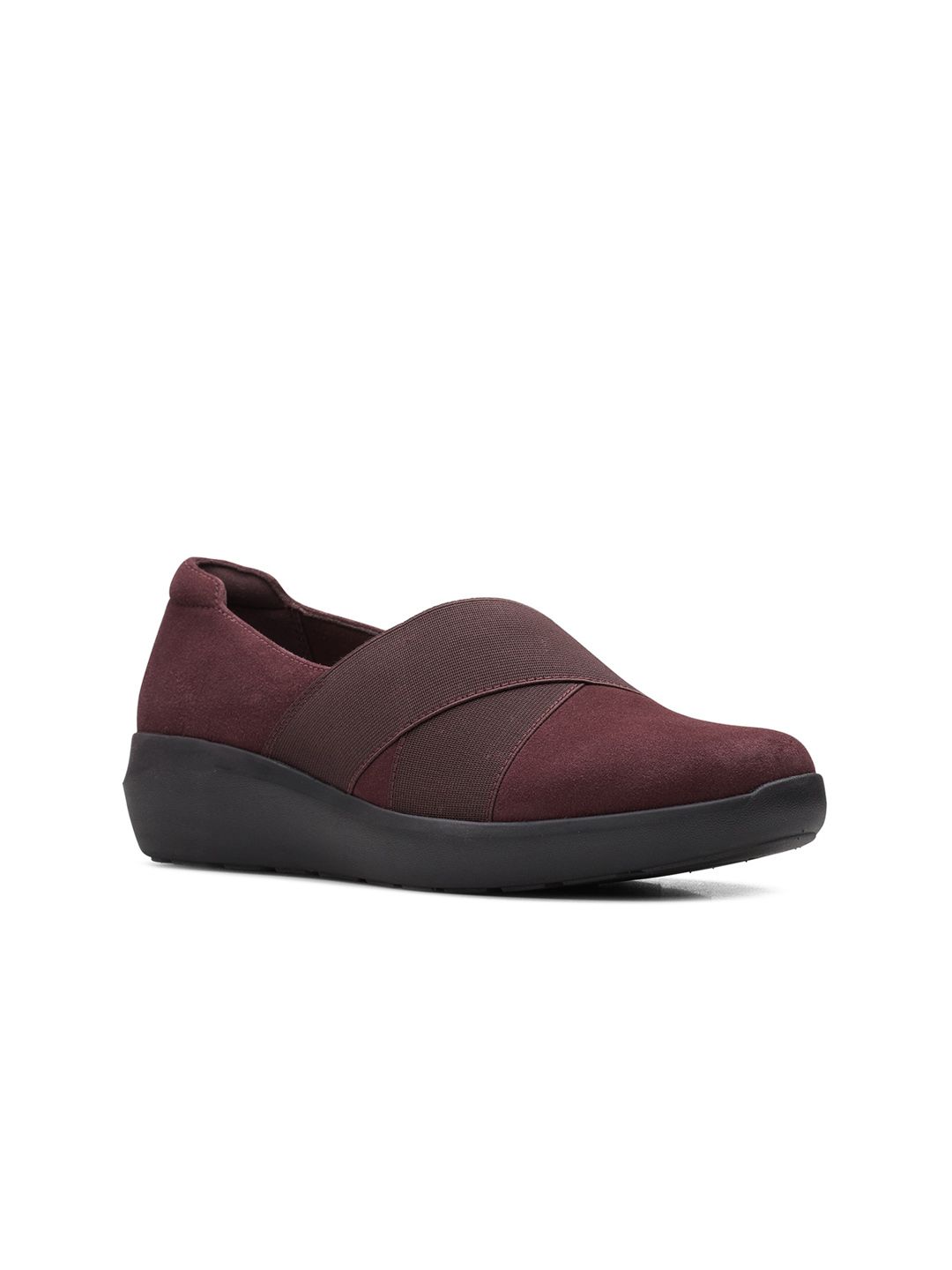 Clarks Women Burgundy Leather Slip-On Sneakers Price in India