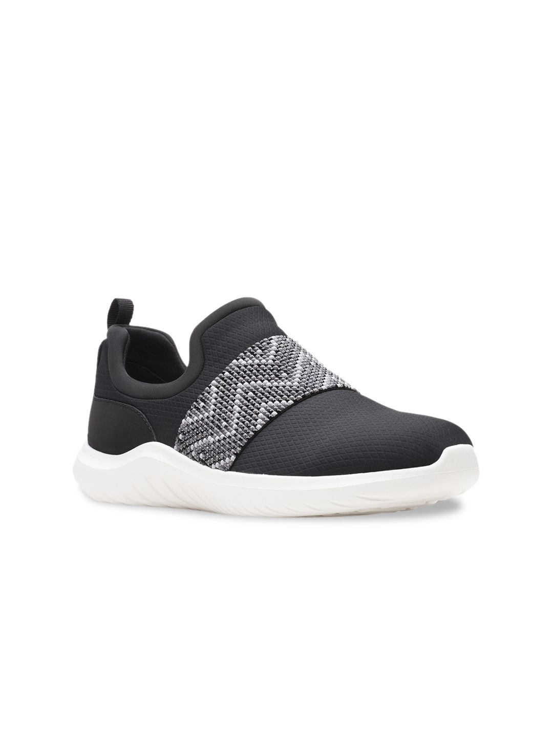 Clarks Women Black Woven Design Slip-On Sneakers Price in India