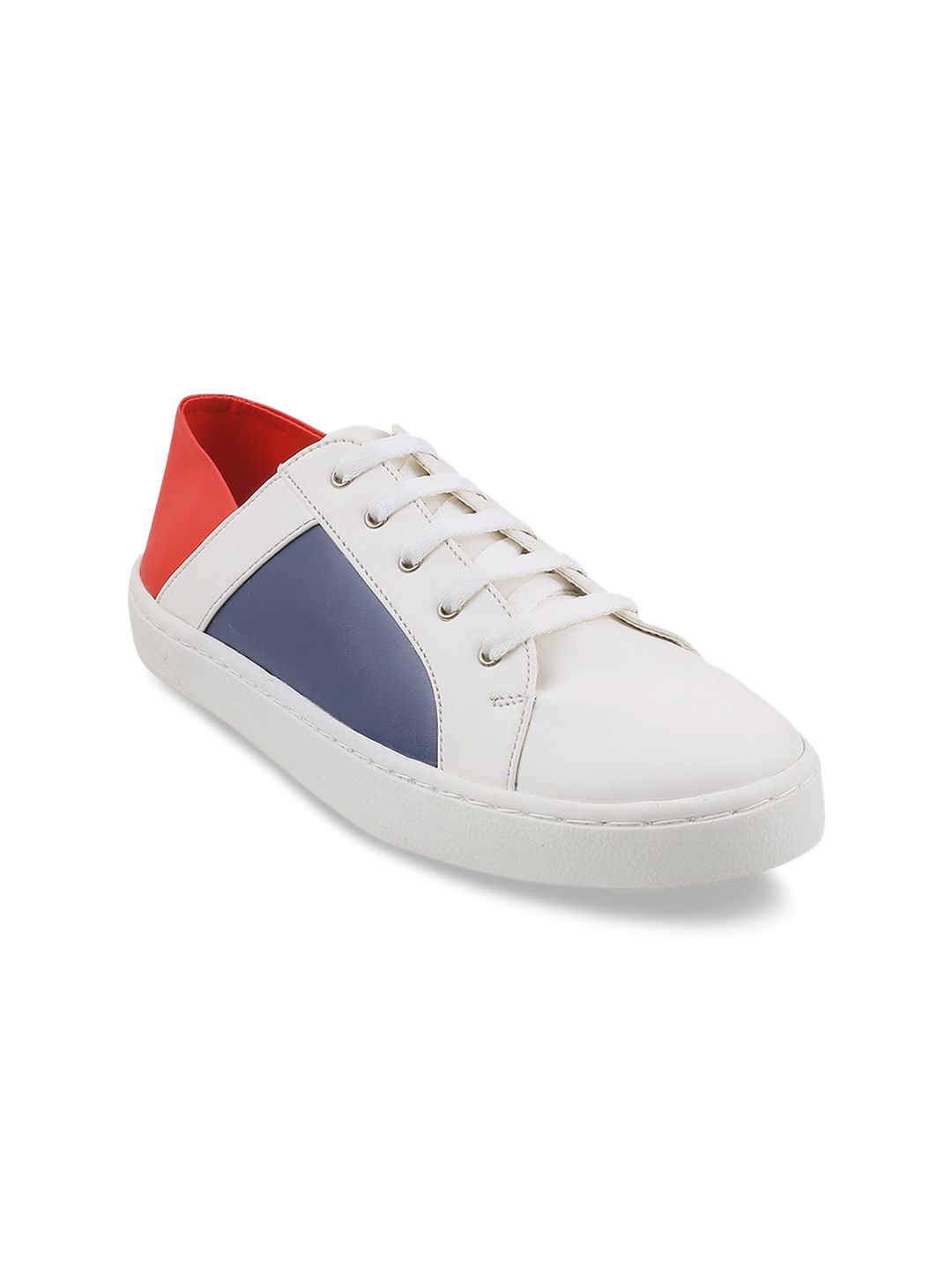 Metro Women White & Blue Colourblocked Sneakers Price in India