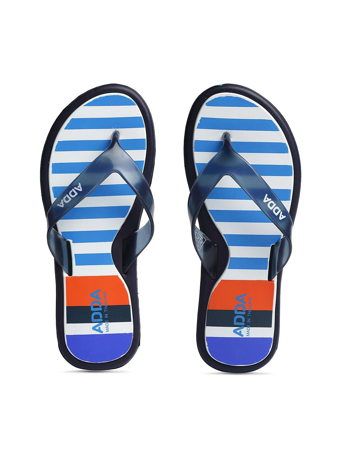 Adda Women Navy Blue Striped Thong Flip Flops Price in India