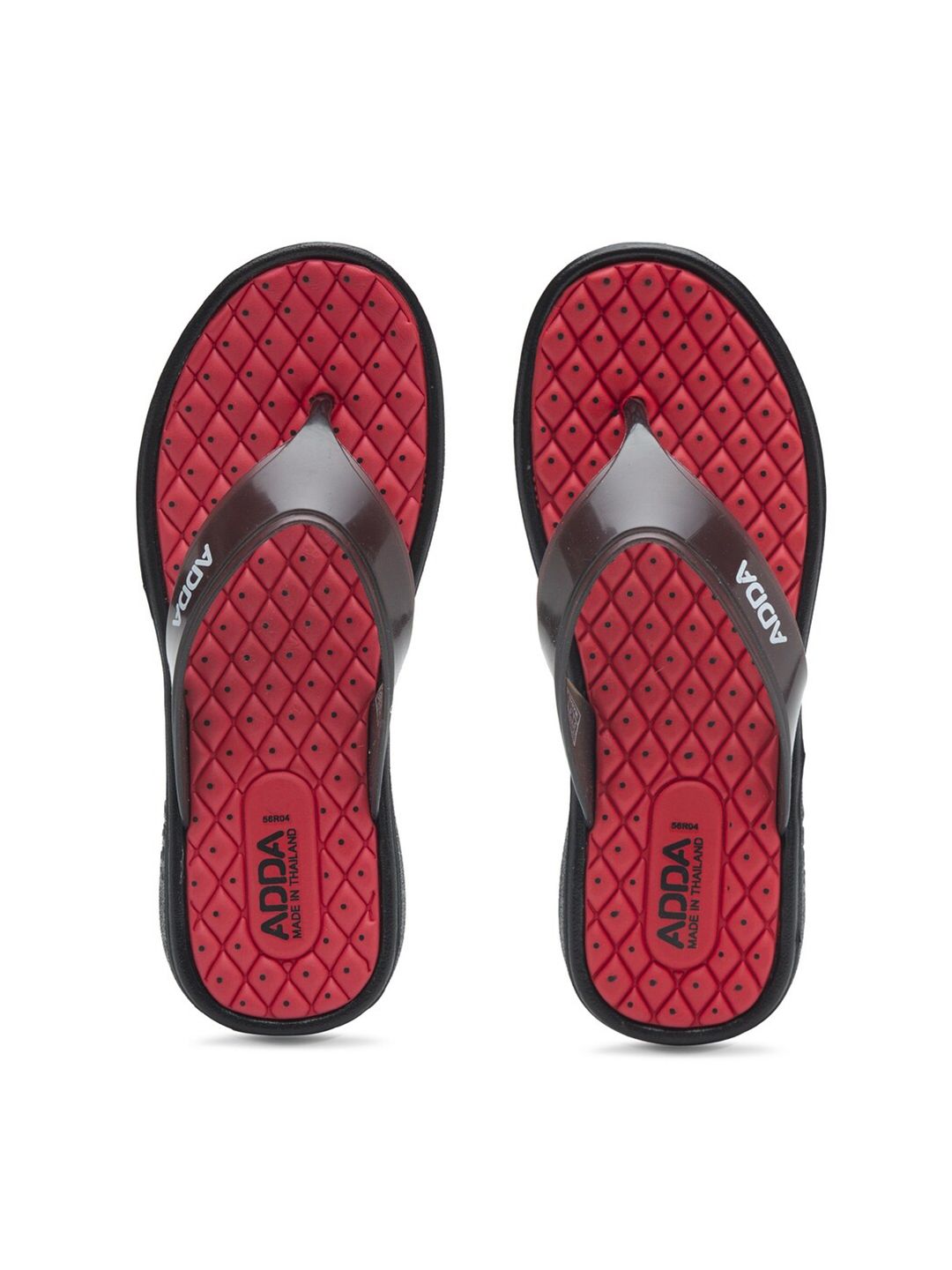 Adda Women Red & Brown Rubber Thong Flip-Flops Price in India
