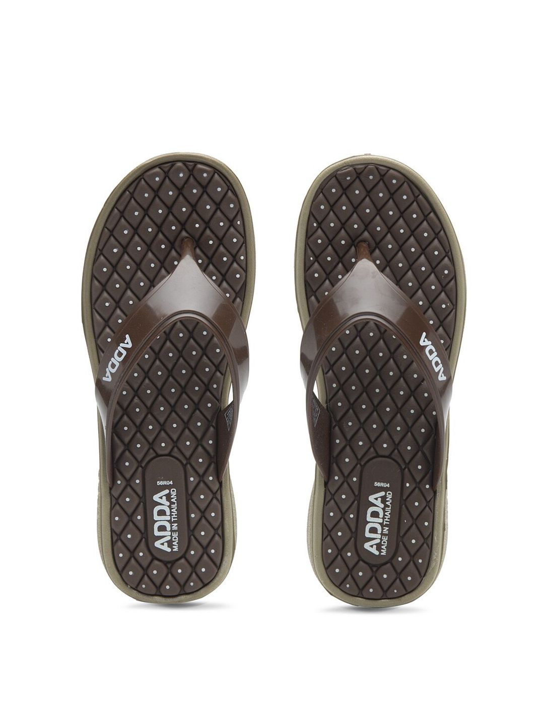 Adda Women Brown Rubber Thong Flip-Flops Price in India