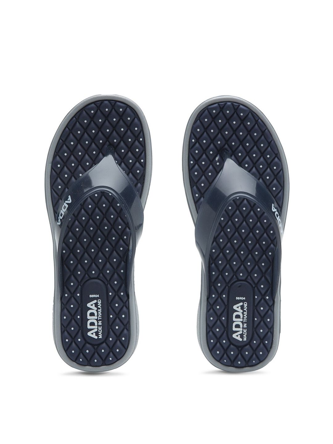 Adda Women Black & Grey Rubber Thong Flip-Flops Price in India