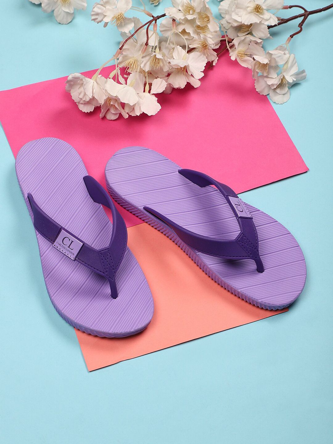 Carlton London Women Purple Rubber Thong Flip-Flops Price in India
