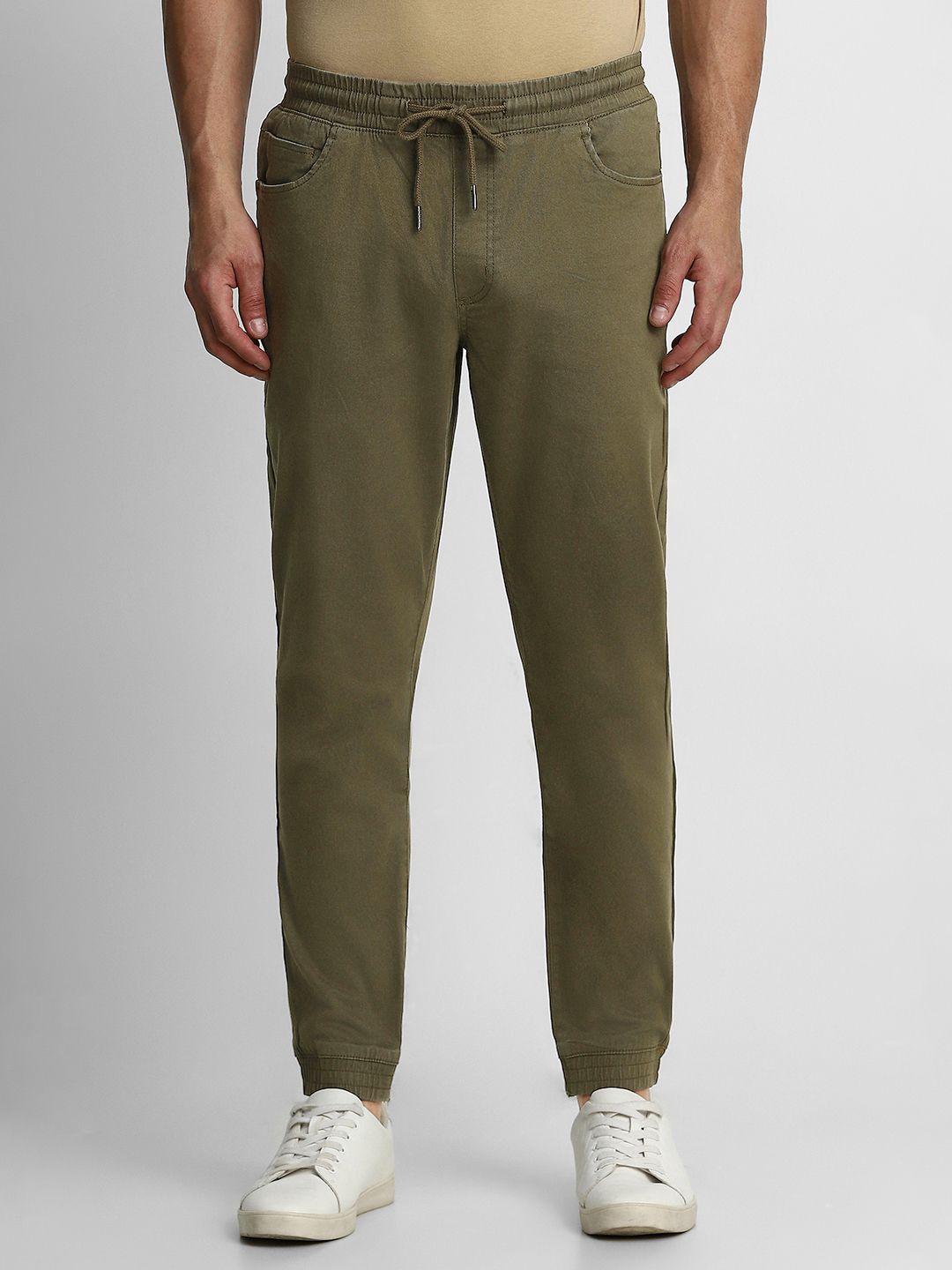 Louis Philippe Jeans Louis Philippe Jeans Men Green Solid Loose Fit Joggers