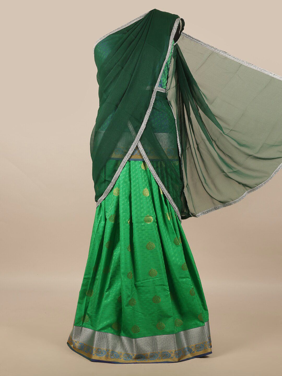 Pothys Green Unstitched Lehenga & Blouse With Dupatta Price in India