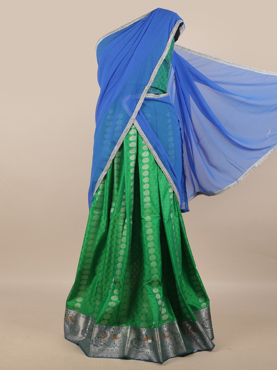 Pothys Blue & Green Unstitched Half Saree Price in India