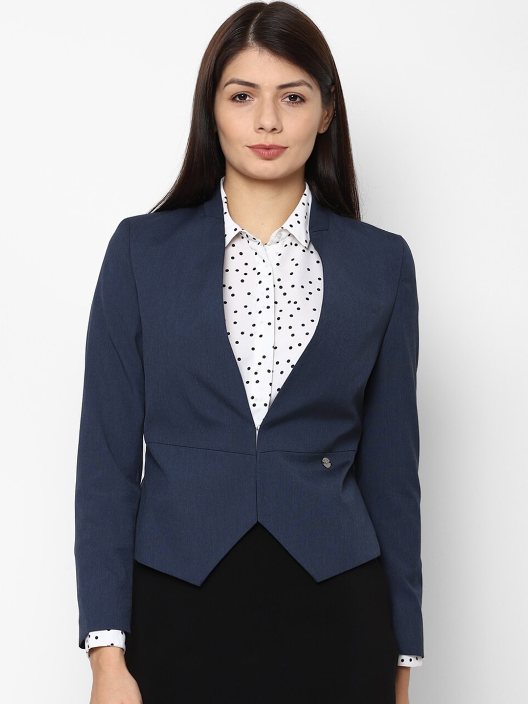 Allen Solly Woman Navy Blue Single-Breasted Blazer Price in India