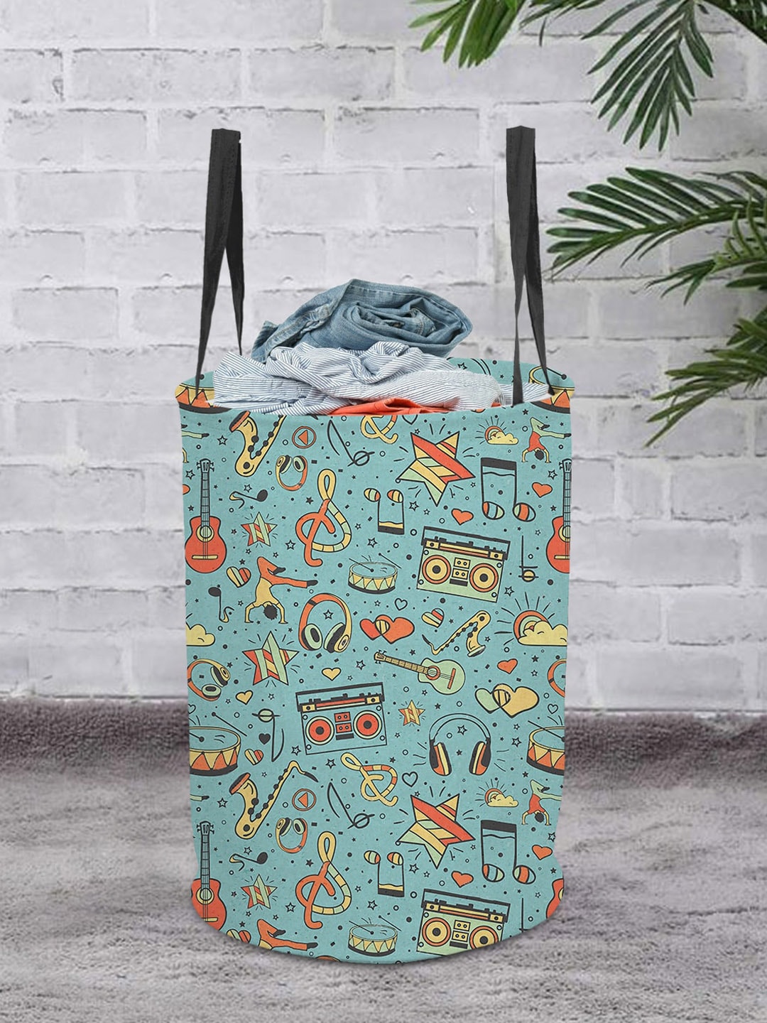 prettykrafts Green Printed Laundry Basket Price in India