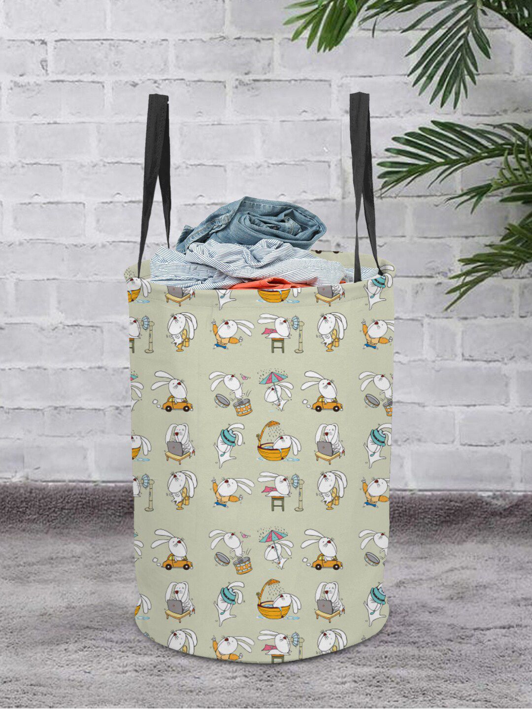prettykrafts Grey Printed Laundry Basket - 45 L Price in India