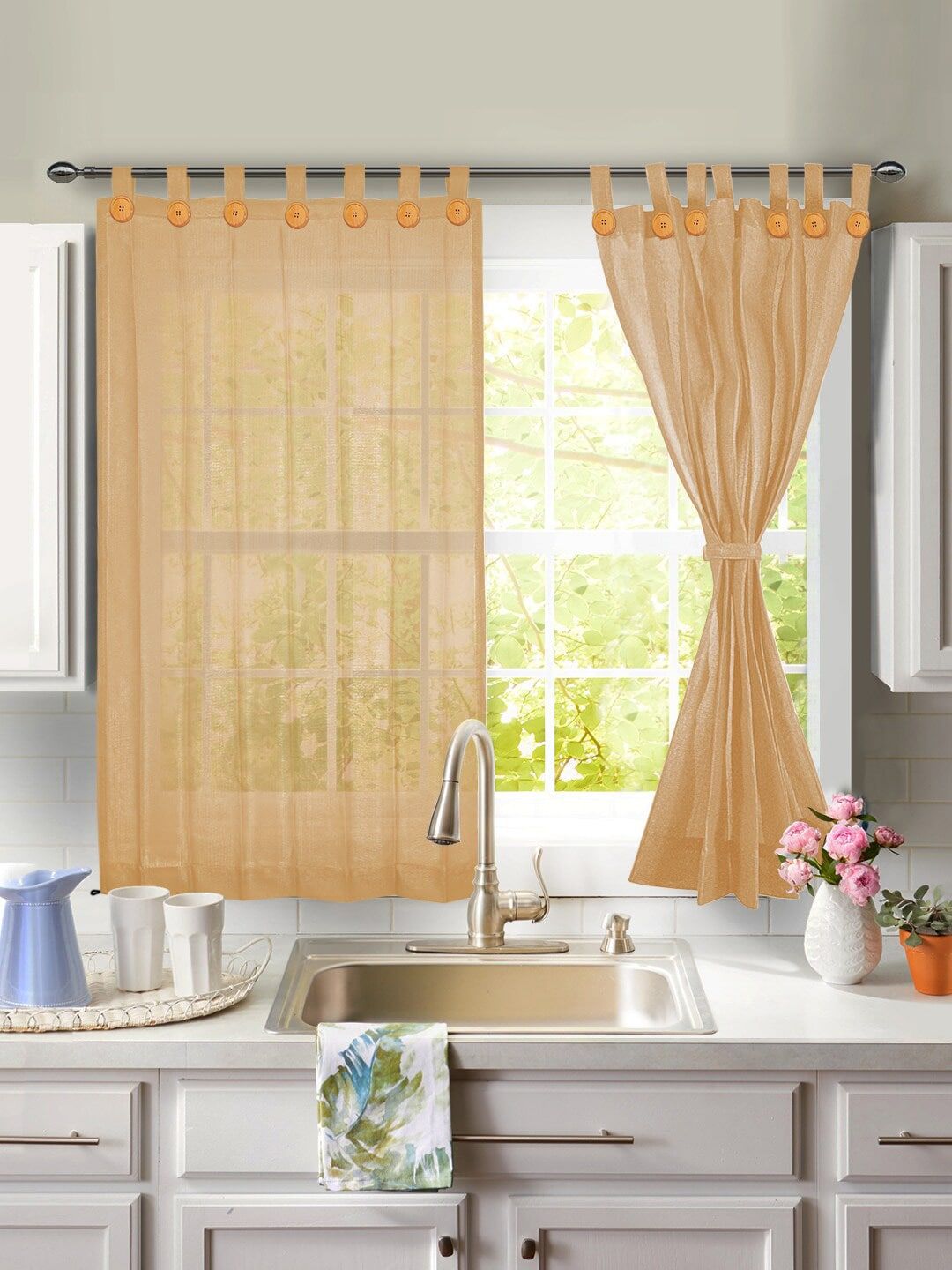 Hippo Beige Pack Of 2 Solid Regular Door Curtain Price in India