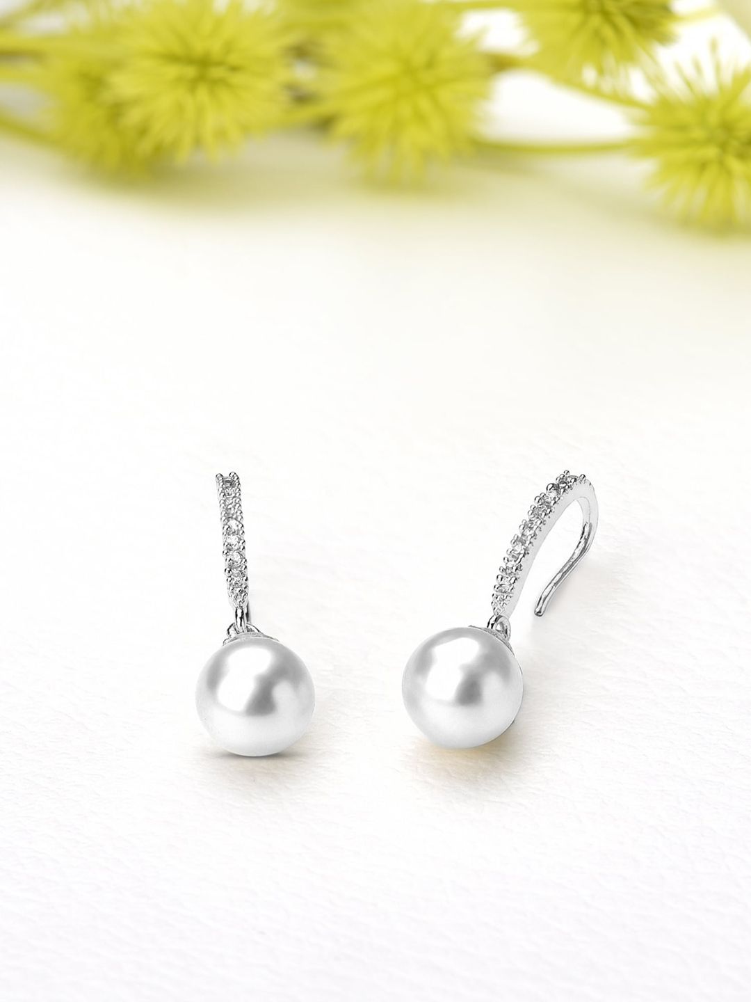 AMI Silver-Toned Contemporary Drop Earrings Price in India