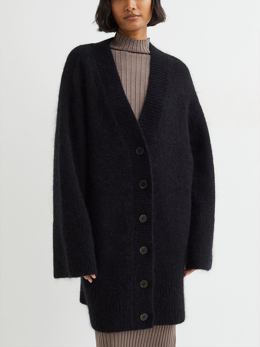 H&M Women Black Long Wool-Blend Cardigan Price in India