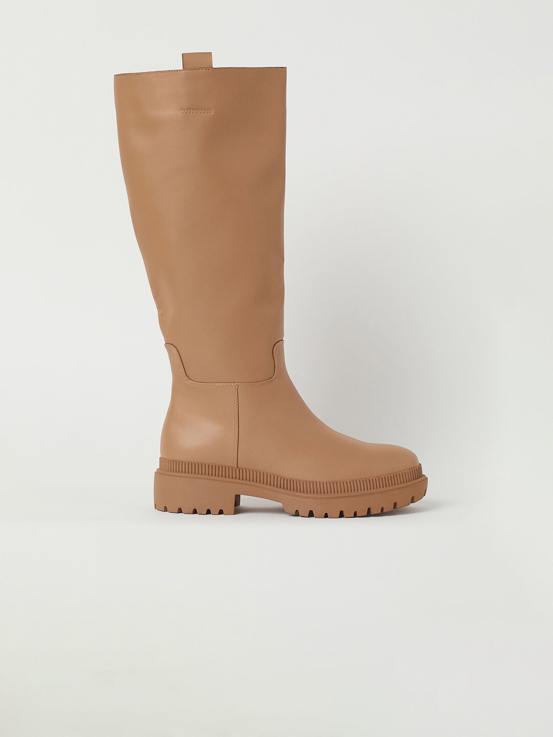 H&M Women Beige Solid Knee-High Boots Price in India