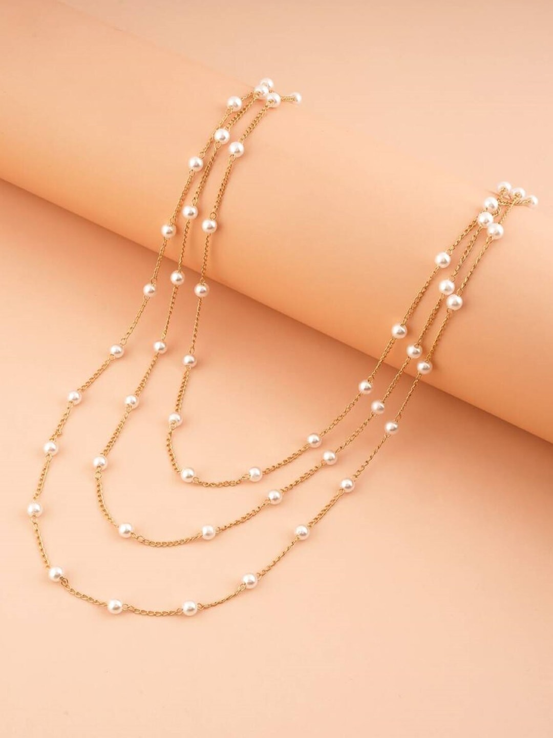 OOMPH Gold-Toned & White Layered Necklace Price in India