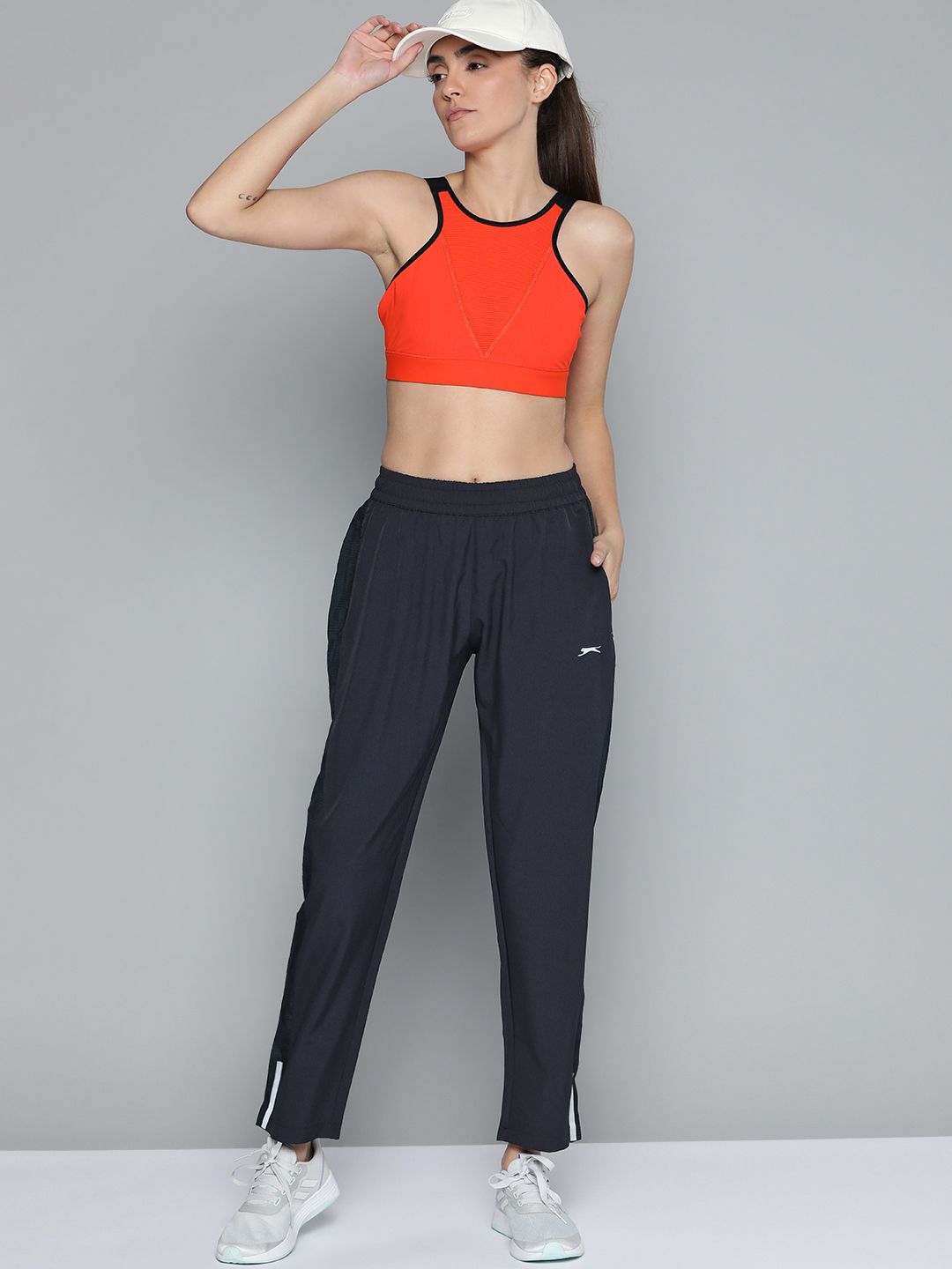 Slazenger Women Navy Blue Solid Ultra-Dry Reflective Details Track Pants Price in India