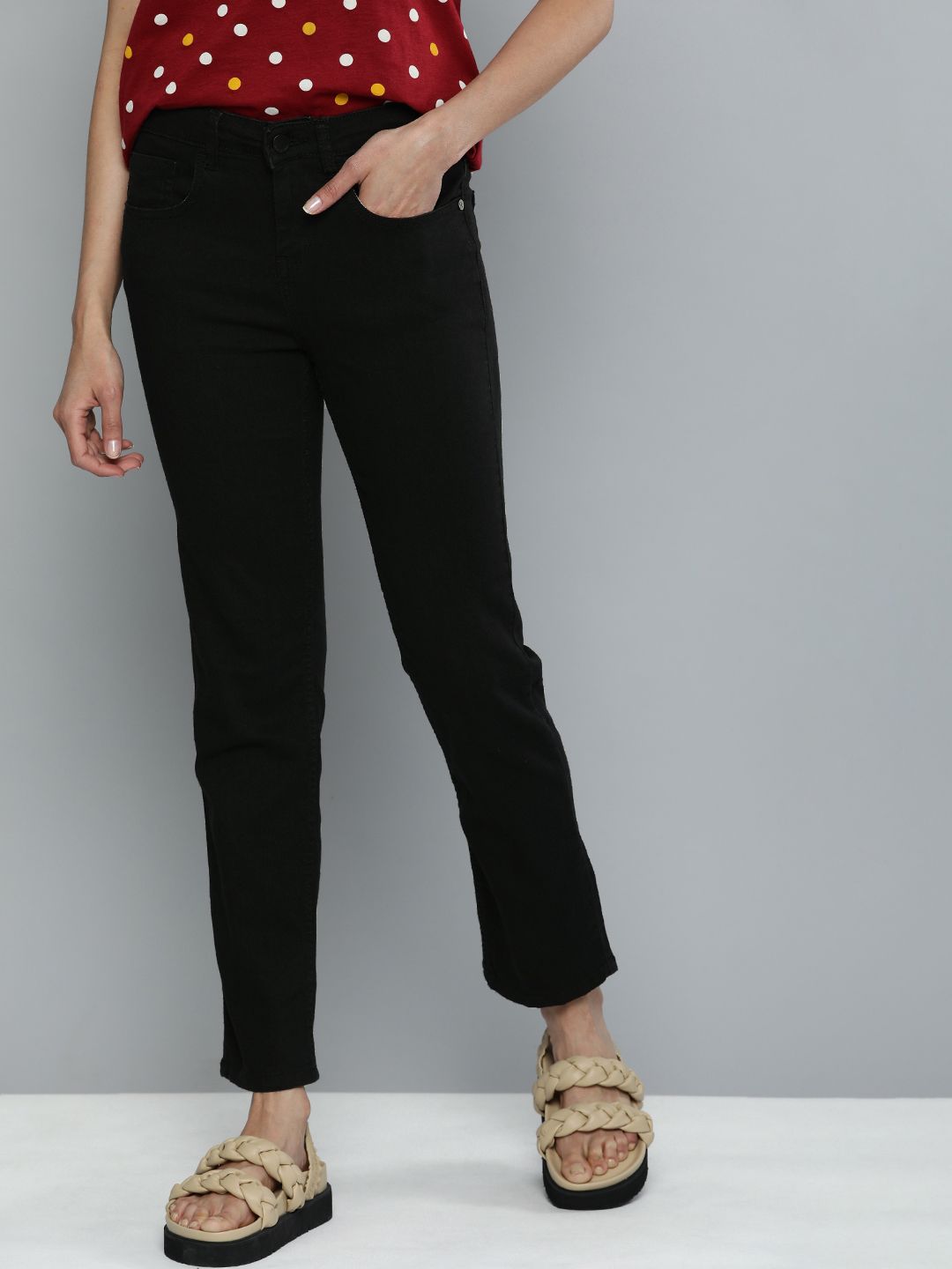 HERE&NOW Women Black Slim-15 Stretchable Jeans Price in India