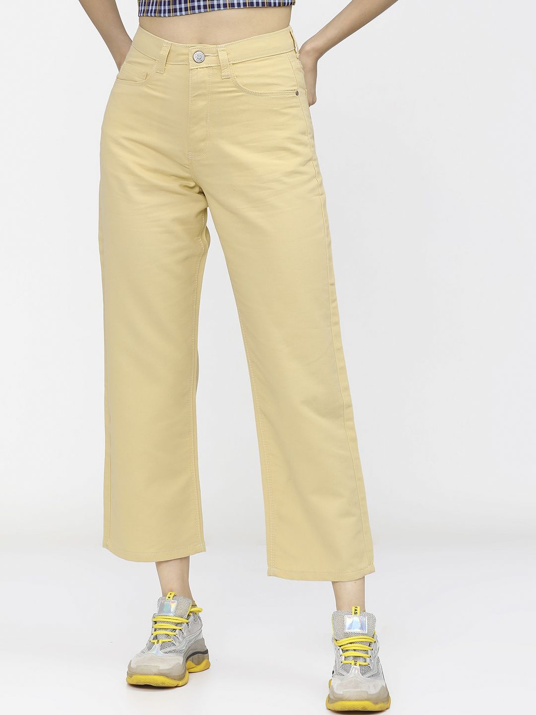 Tokyo Talkies Women Yellow Wide Leg Stretchable Jeans Price in India
