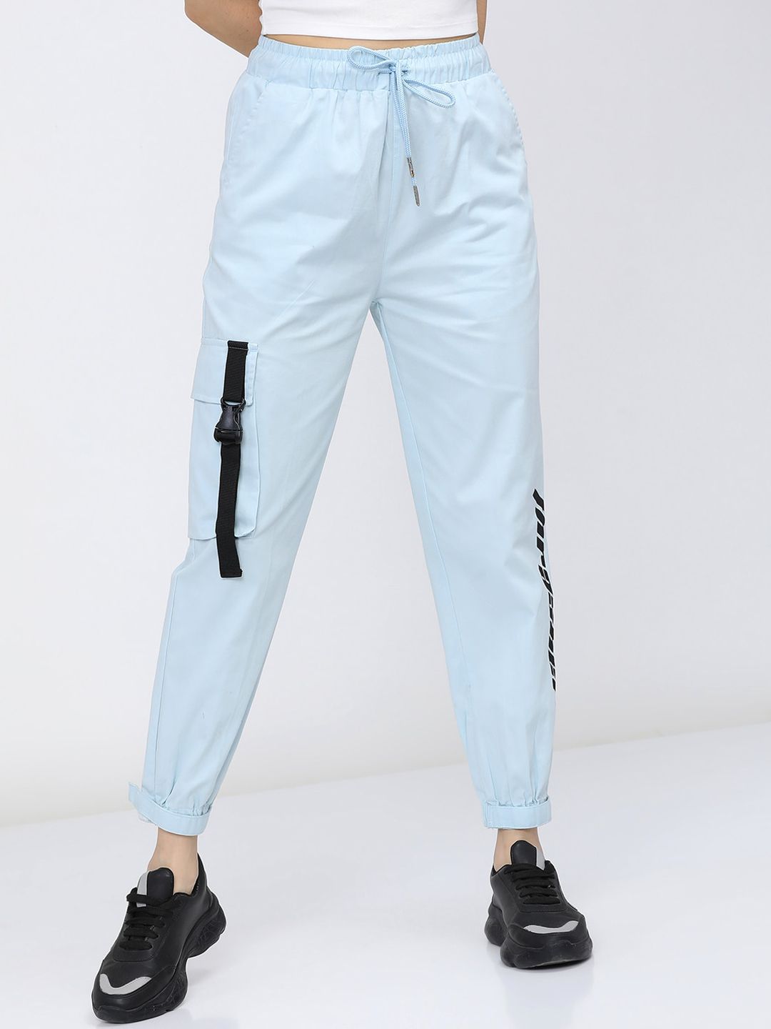 Tokyo Talkies Women Blue Joggers Trousers Price in India