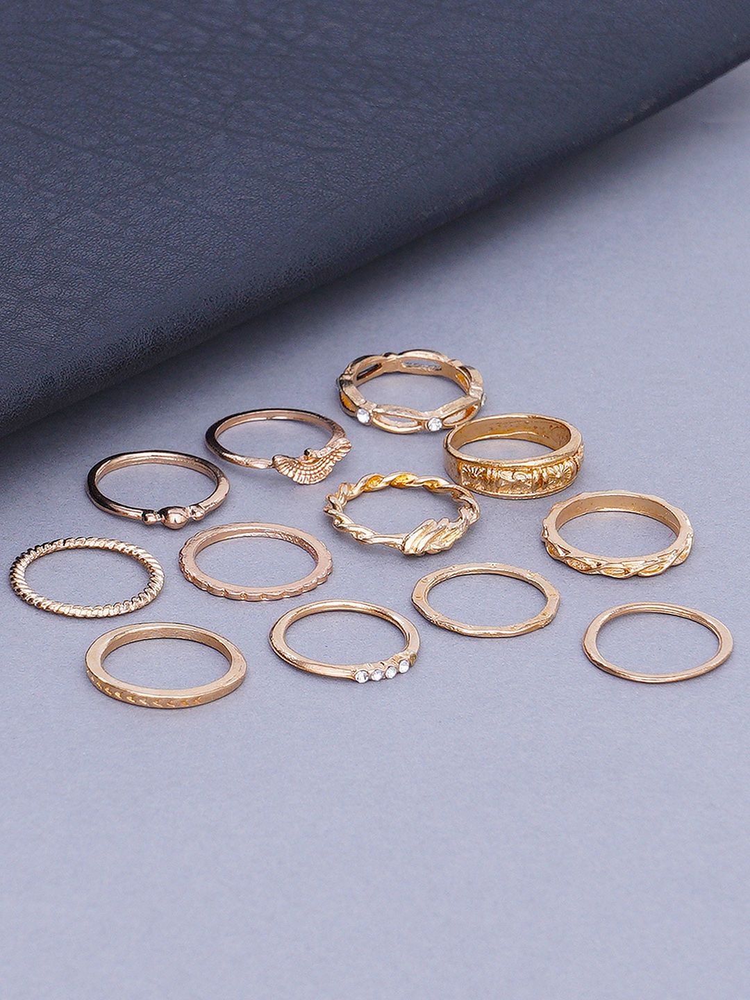 KARATCART Set Of 12 Gold-Plated Finger Rings Price in India