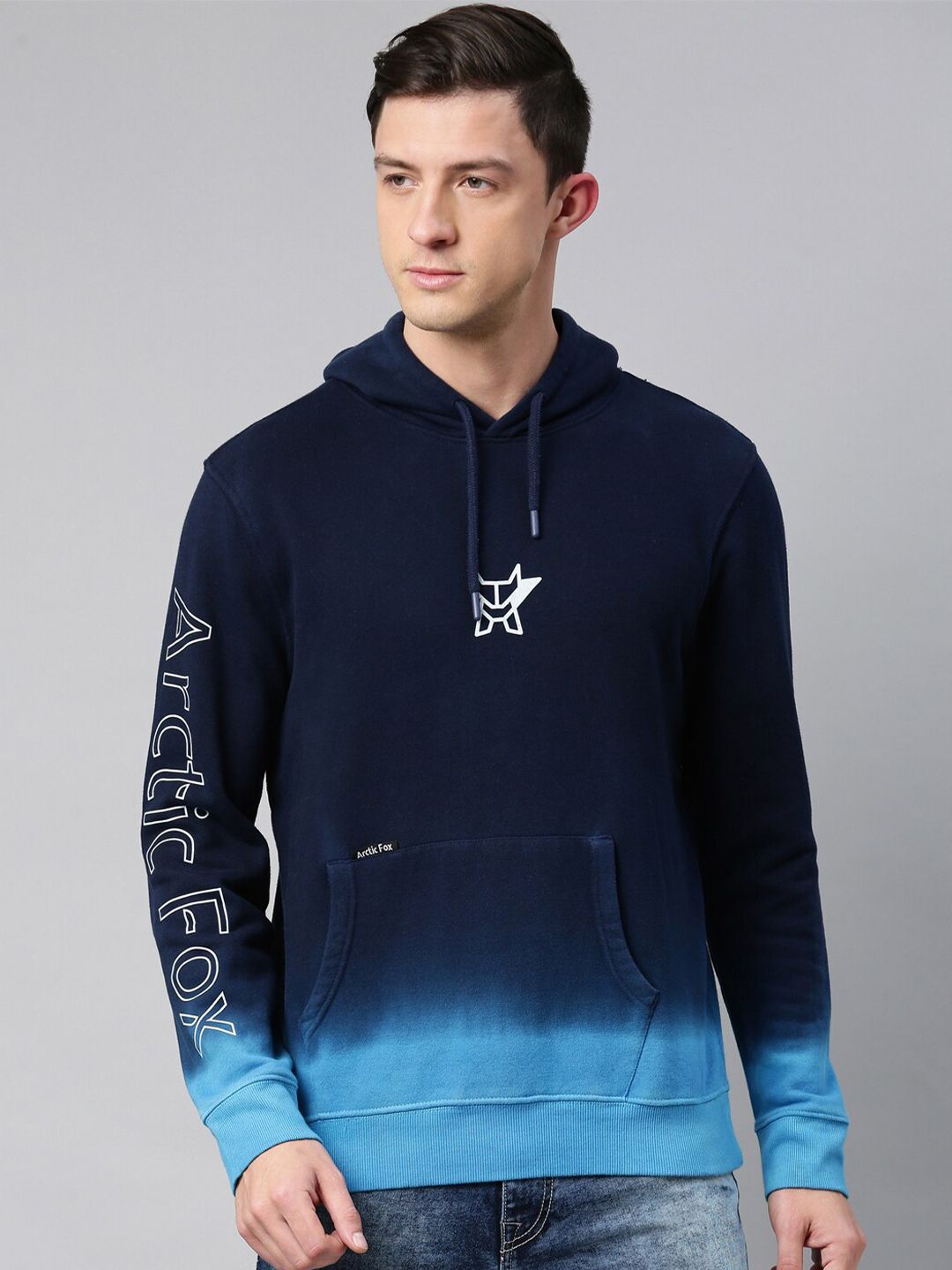 Arctic Fox Unisex Blue Printed Hooded Sweatshirt Price in India