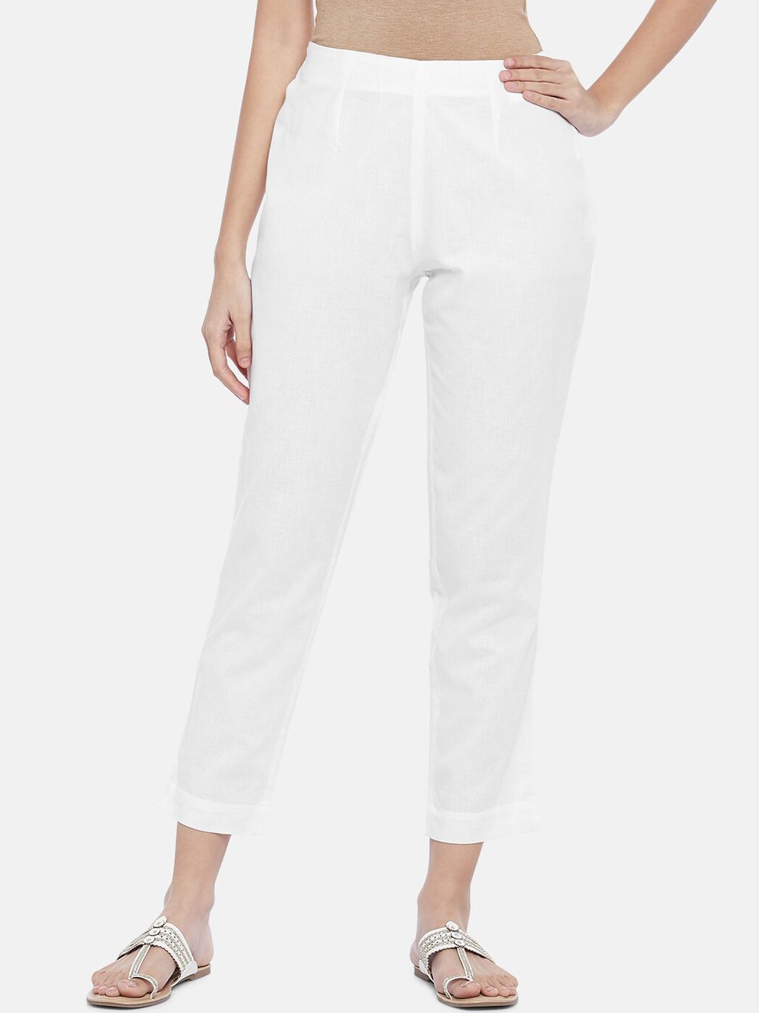RANGMANCH BY PANTALOONS Women White Trousers Price in India