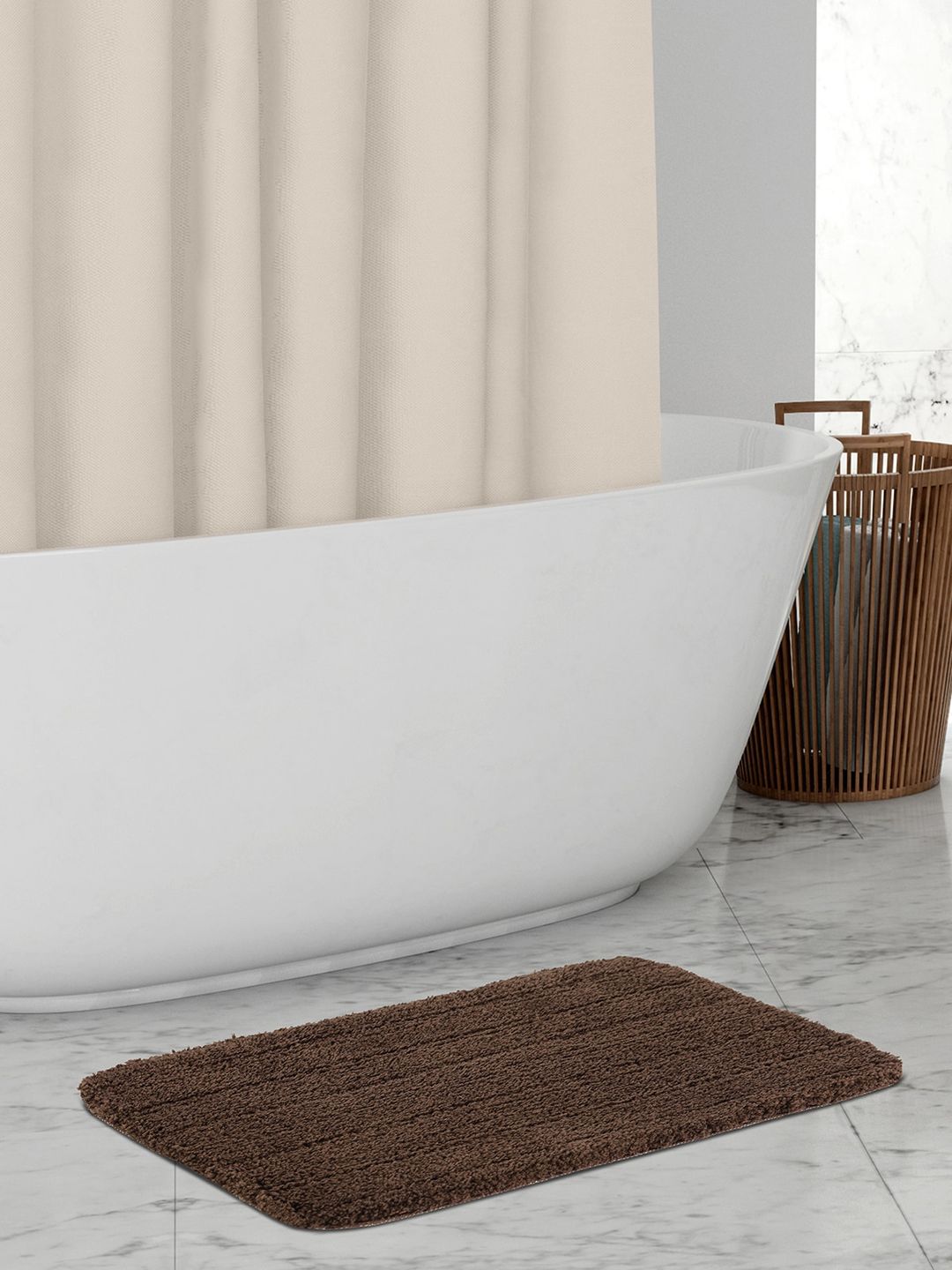 OBSESSIONS Brown Solid 2000 GSM Anti-Skid Bath Rugs Price in India