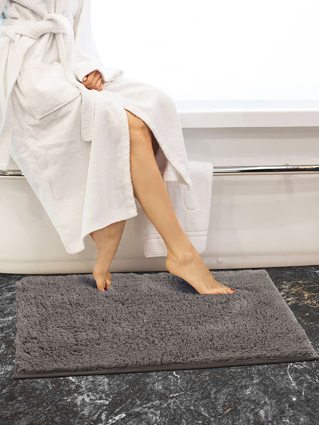 OBSESSIONS Taupe Solid Pure Cotton 2800 GSM Anti-Skid Bath Rugs Price in India