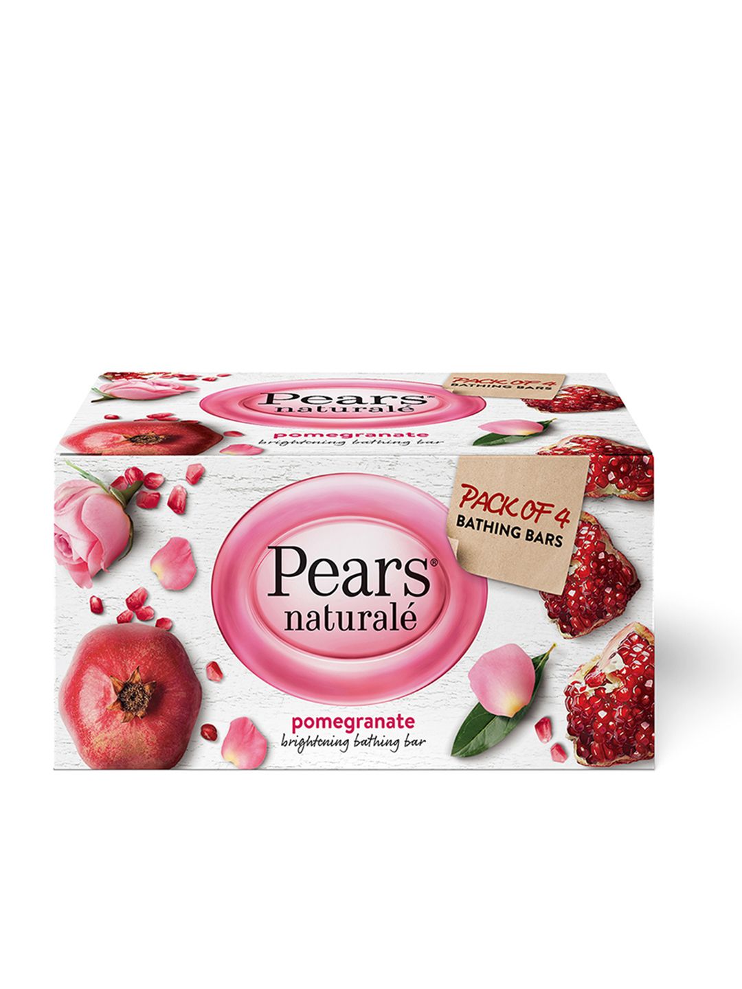 Pears Naturale Set of 4 Pomegranate Brightening Bathing Soap Bars 125 gm Each