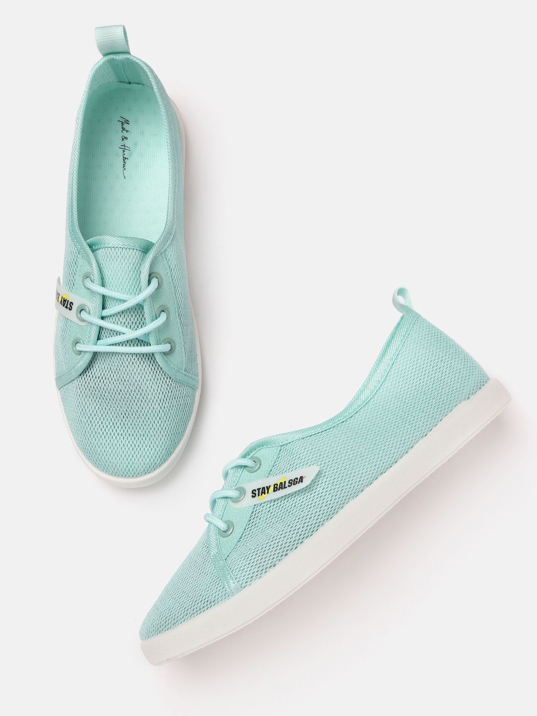 Mast & Harbour Women Turquoise Blue Solid Sneakers Price in India